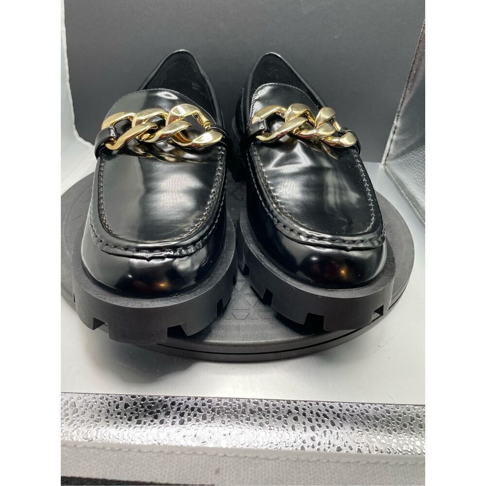 DREAM PAIRS Women's Chunky Loafers Leather Slip-on Penny Gold Chain Edgy Sz 10 - Picture 4 of 8